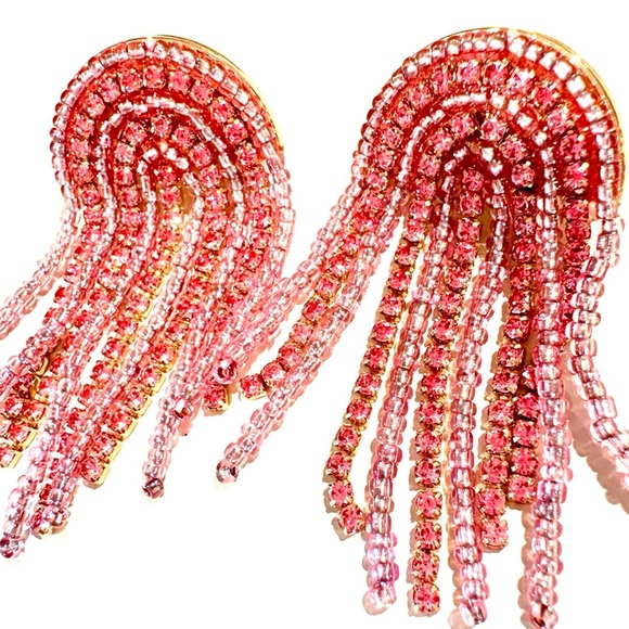 Pink Rhinestone Earrings - Picture 4 of 4